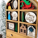  Christmas Mini Hutch Decor, Wooden Christmas Shelf Sitter, Miniature Holiday Decor, Christmas Tier Tray Decor,Farmhouse Christmas Decoration