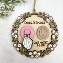 Personalized Wedding Ornament, Just Married Christmas Ornament, First Christmas Married, Newlywed Gift, Cowboy Cowgirl Wedding Keepsake