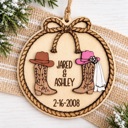 Personalized Western Wedding Ornament, Cowboy Boots Christmas Ornament, Country Wedding Gift, Bride Groom Ornament, Rustic Wedding Keepsake