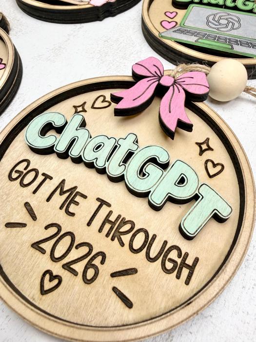 Funny AI Christmas Ornament 2026, ChatGPT Inspired Ornament, Tech Lover Gift, Coworker Gift, Office Christmas Gift, AI Keepsake
