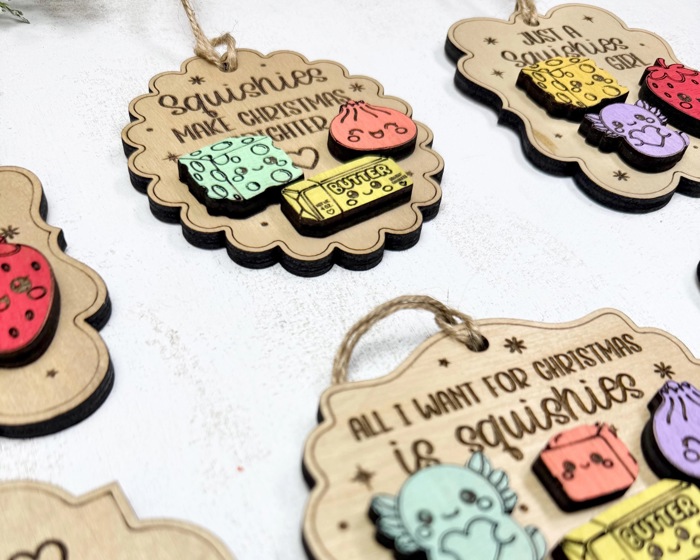 Squishies Christmas Ornament, Cute Squishy Toy Lover Gift, Kids Christmas Ornament, Boy Girl Holiday Gift, Wooden Ornament