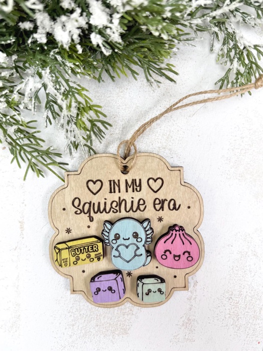 Squishies Christmas Ornament, Cute Squishy Toy Lover Gift, Kids Christmas Ornament, Boy Girl Holiday Gift, Wooden Ornament