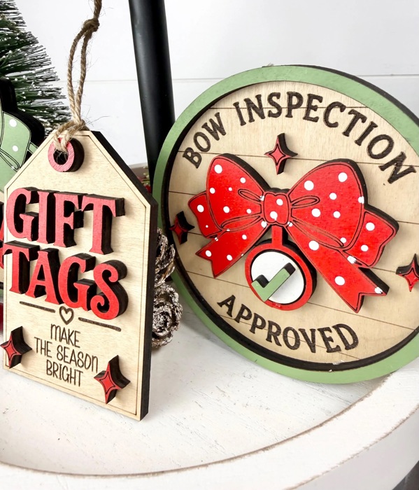 Christmas Tiered Tray Decor, Gift Wrapping Christmas Signs, Christmas Shelf Sitters, Holiday Tier Tray Decor, Christmas Gift Decor