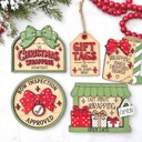  Christmas Tiered Tray Decor, Gift Wrapping Christmas Signs, Christmas Shelf Sitters, Holiday Tier Tray Decor, Christmas Gift Decor