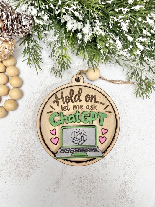 Funny AI Christmas Ornament 2026, ChatGPT Inspired Ornament, Tech Lover Gift, Coworker Gift, Office Christmas Gift, AI Keepsake