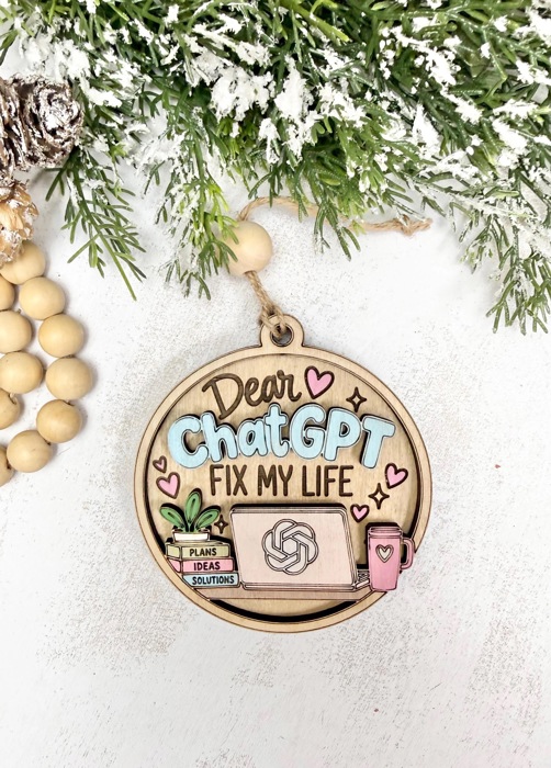 Funny AI Christmas Ornament 2026, ChatGPT Inspired Ornament, Tech Lover Gift, Coworker Gift, Office Christmas Gift, AI Keepsake