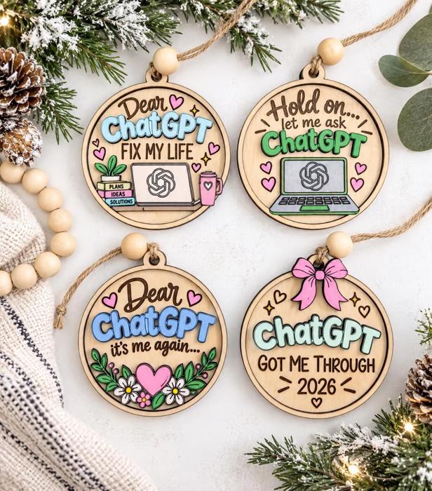 Funny AI Christmas Ornament 2026, ChatGPT Inspired Ornament, Tech Lover Gift, Coworker Gift, Office Christmas Gift, AI Keepsake