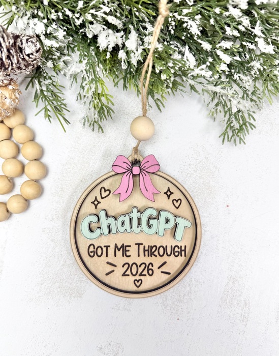 Funny AI Christmas Ornament 2026, ChatGPT Inspired Ornament, Tech Lover Gift, Coworker Gift, Office Christmas Gift, AI Keepsake