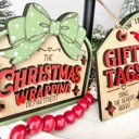  Christmas Tiered Tray Decor, Gift Wrapping Christmas Signs, Christmas Shelf Sitters, Holiday Tier Tray Decor, Christmas Gift Decor