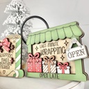  Christmas Tiered Tray Decor, Gift Wrapping Christmas Signs, Christmas Shelf Sitters, Holiday Tier Tray Decor, Christmas Gift Decor