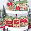  Christmas Tiered Tray Decor, Gift Wrapping Christmas Signs, Christmas Shelf Sitters, Holiday Tier Tray Decor, Christmas Gift Decor