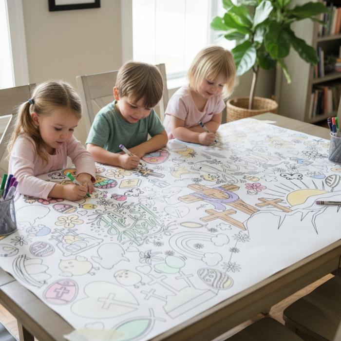 Faith Based Easter Coloring Tablecloth