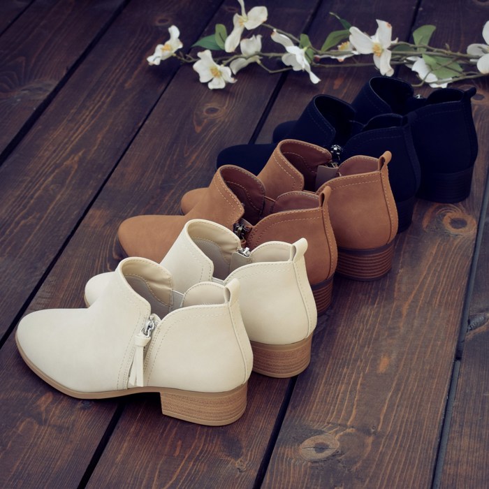 Side Zip Pull Tab Ankle Bootie