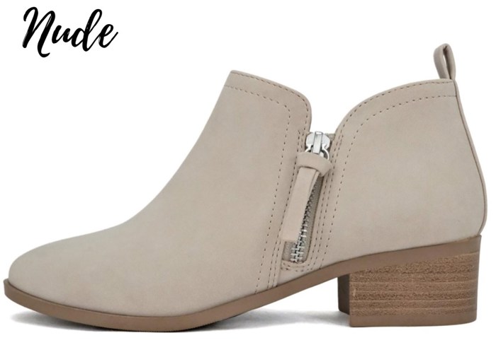 Side Zip Pull Tab Ankle Bootie