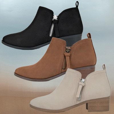 Side Zip Pull Tab Ankle Bootie