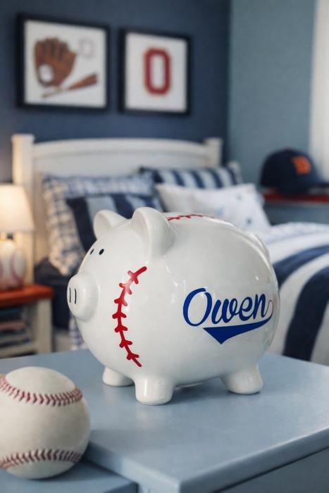 Personalized Baseball Piggy Bank 