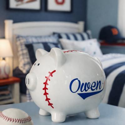 Personalized Baseball Piggy Bank 