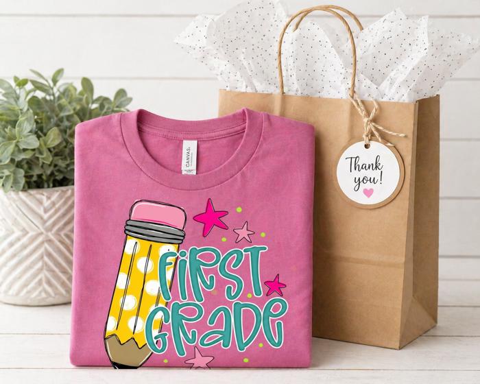 Personalized Grade Level Pre K - 5th Grade  Teacher Shirt • Bella Canvas Graphic Tee