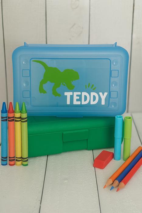 Personalized Pencil Box Dinosaur Theme • Back to School Supplies
