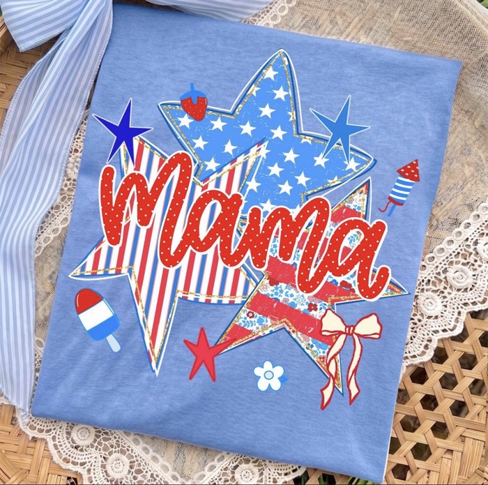 Personalized Patriotic Mama Tee | Custom Nana, Mimi, Gigi Shirt