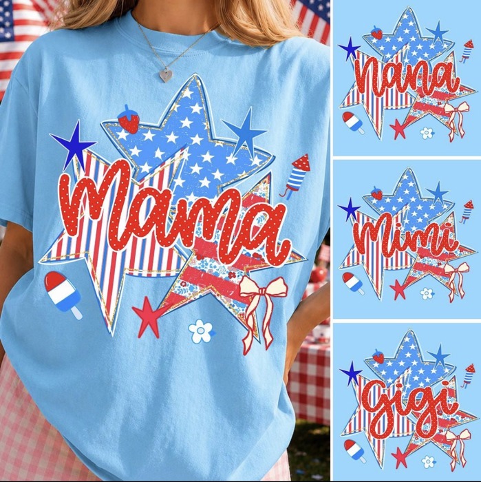 Personalized Patriotic Mama Tee | Custom Nana, Mimi, Gigi Shirt