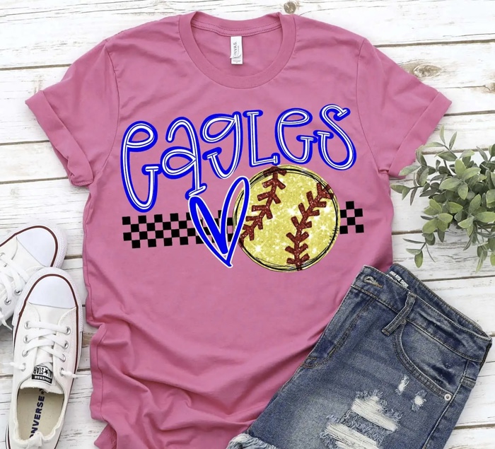 Custom Mascot Softball Heart Tee – 30+ Mascots Available