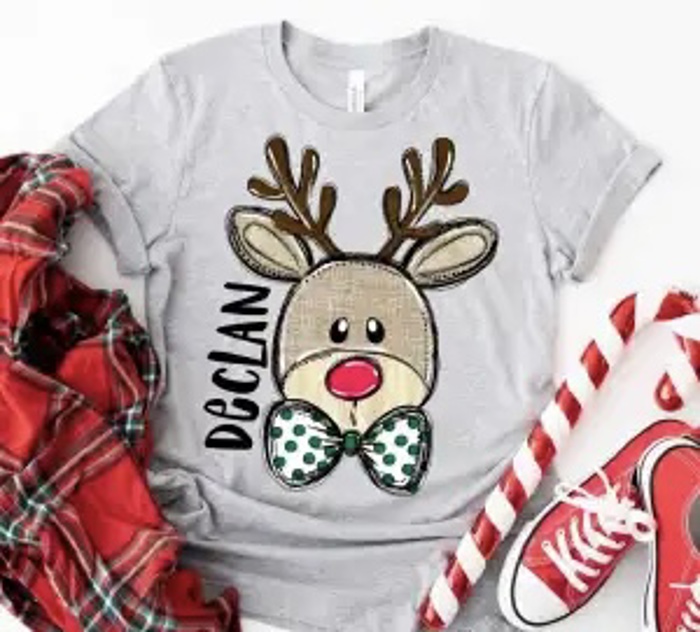 Kids Personalized Reindeer Tee – Kids Christmas Shirt - Adorable Holiday Style