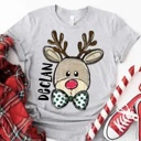  Kids Personalized Reindeer Tee – Kids Christmas Shirt - Adorable Holiday Style