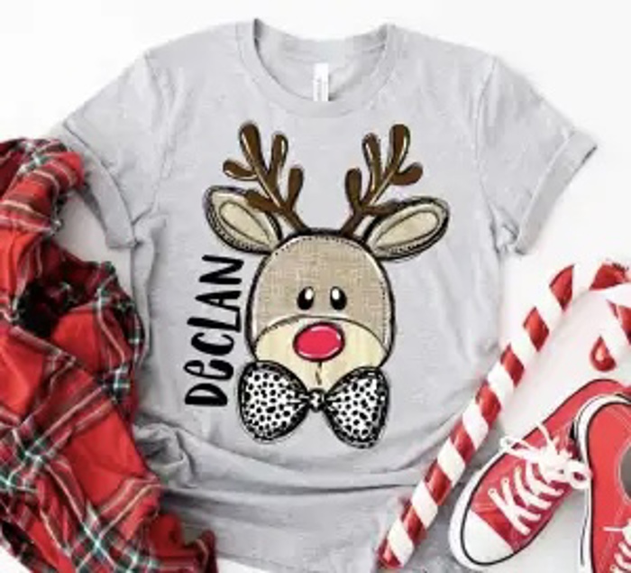 Kids Personalized Reindeer Tee – Kids Christmas Shirt - Adorable Holiday Style