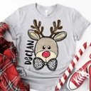  Kids Personalized Reindeer Tee – Kids Christmas Shirt - Adorable Holiday Style