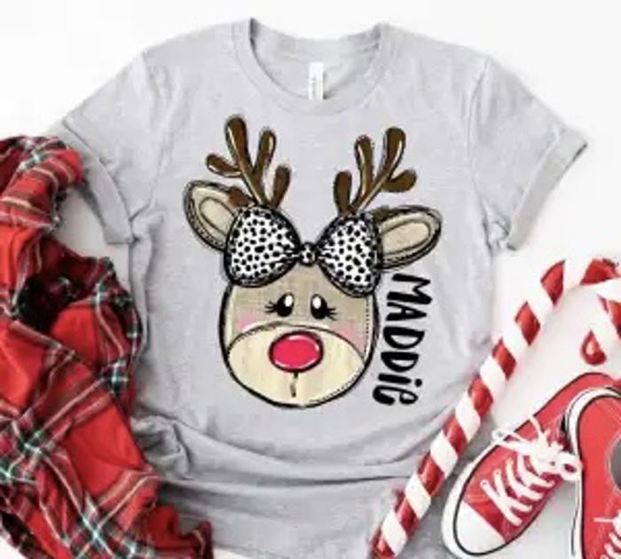 Kids Personalized Reindeer Tee – Kids Christmas Shirt - Adorable Holiday Style