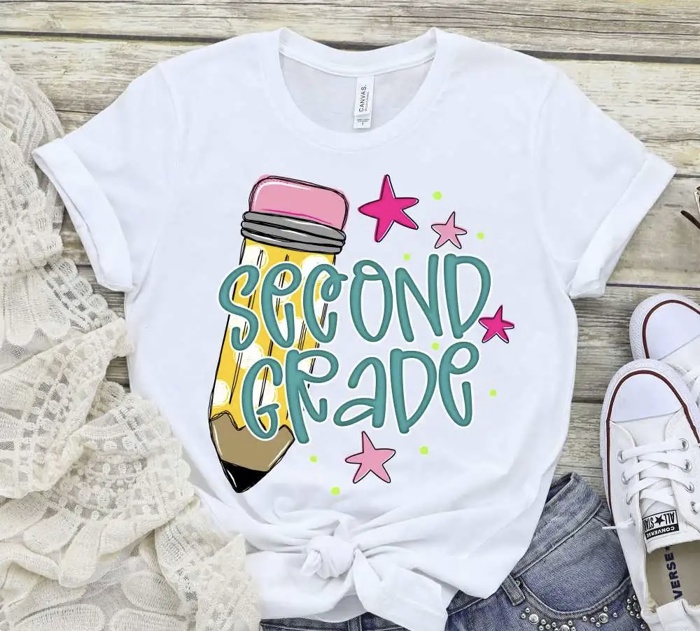 Personalized Grade Level Pre K - 5th Grade  Teacher Shirt • Bella Canvas Graphic Tee