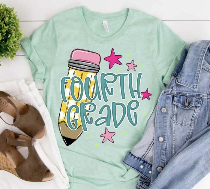 Personalized Grade Level Pre K - 5th Grade  Teacher Shirt • Bella Canvas Graphic Tee