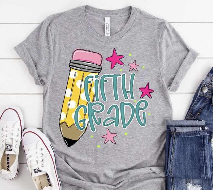 Personalized Grade Level Pre K - 5th Grade  Teacher Shirt • Bella Canvas Graphic Tee