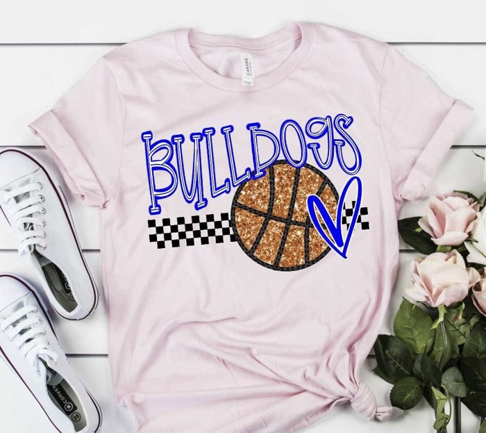 Custom Mascot Basketball Heart Tee – 30+ Mascots