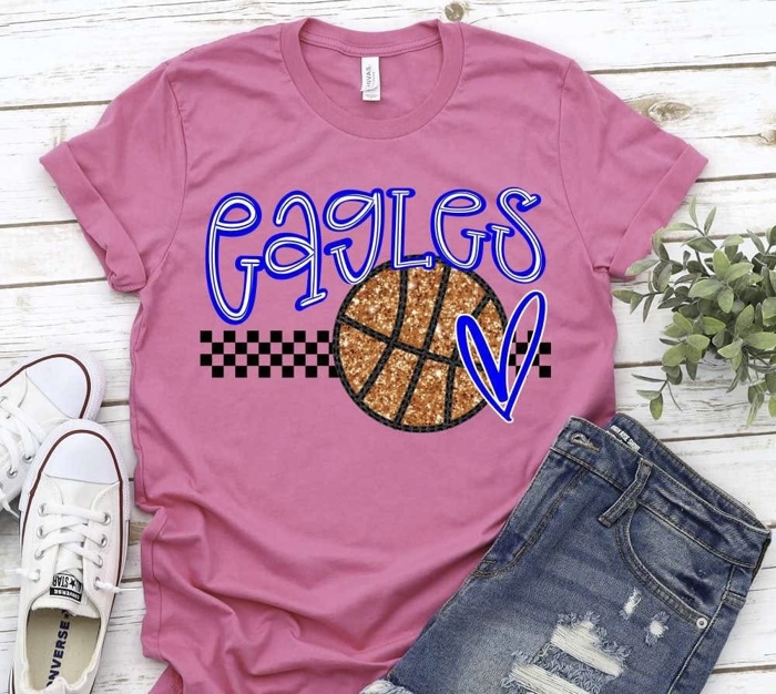 Custom Mascot Basketball Heart Tee – 30+ Mascots