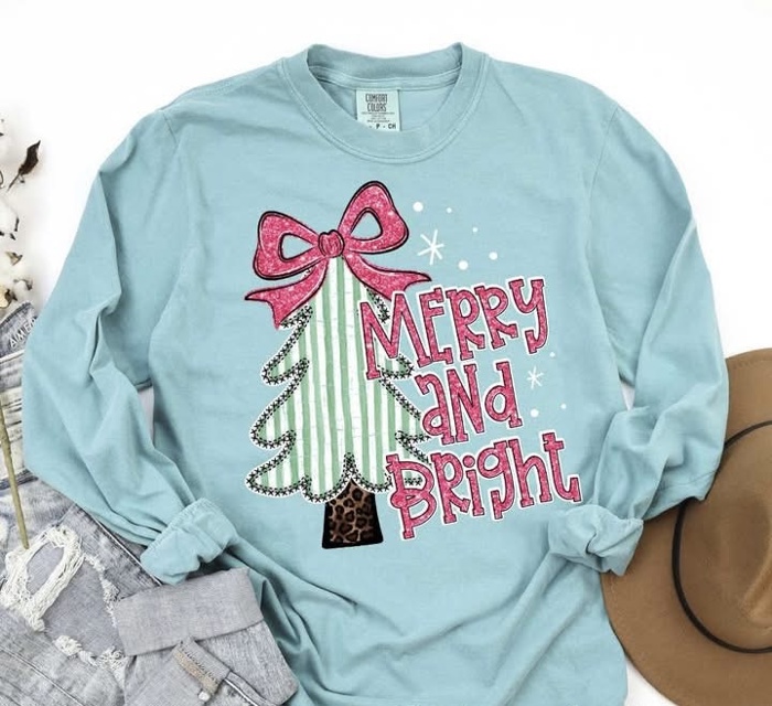 Merry & Bright Christmas Tee Collection – 4 Festive Tree Prints! 