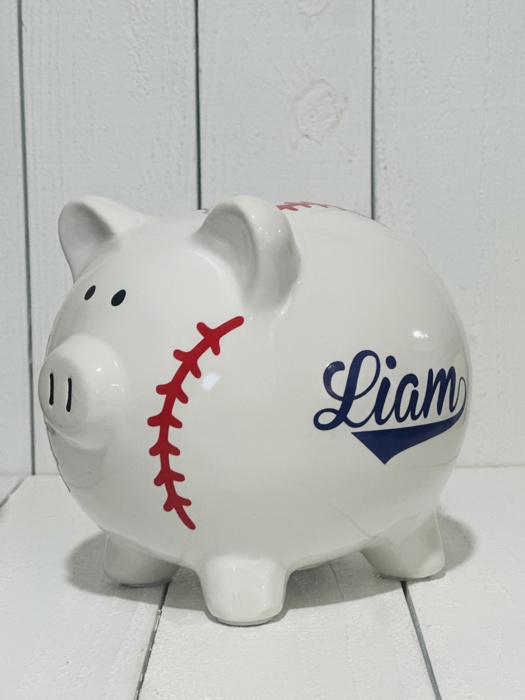 Personalized Baseball Piggy Bank 
