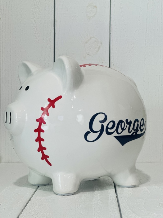 Personalized Baseball Piggy Bank 