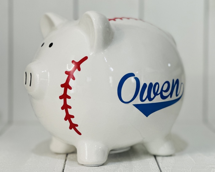Personalized Baseball Piggy Bank 