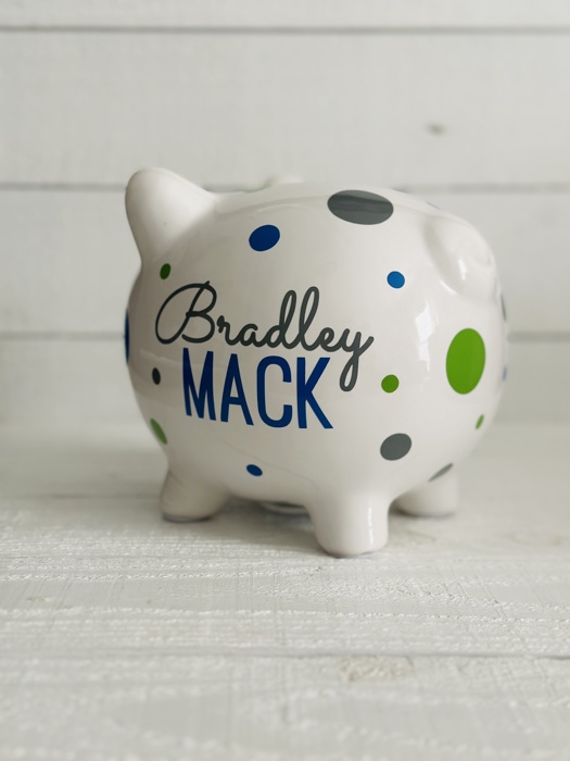 Personalized Polka Dot Piggy Bank – Custom Gift for Kids 