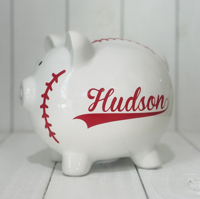 Personalized Baseball Piggy Bank 