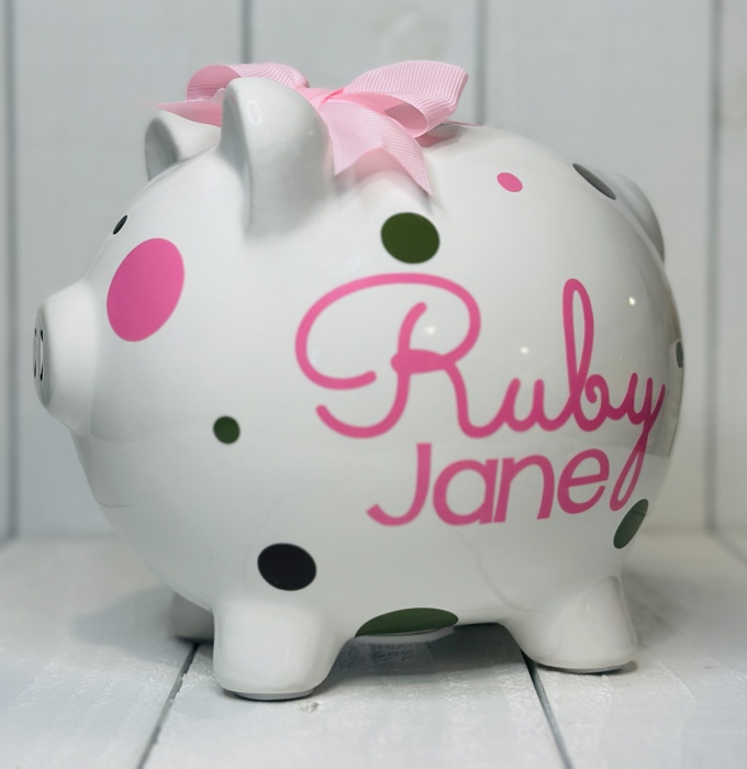 Personalized Piggy Bank for Girls • Birthday or Baby Shower Gift