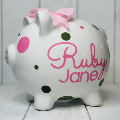 Personalized Piggy Bank for Girls • Birthday or Baby Shower Gift