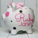  Personalized Piggy Bank for Girls • Birthday or Baby Shower Gift