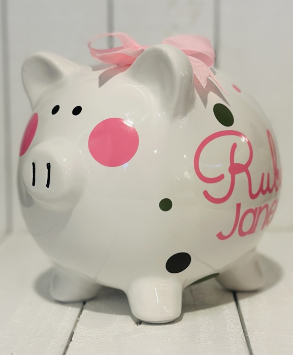 Personalized Piggy Bank for Girls • Birthday or Baby Shower Gift