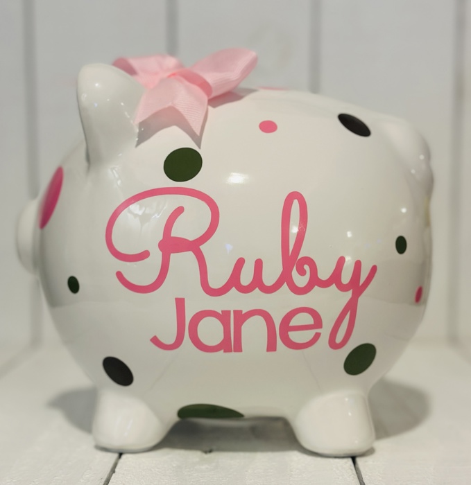 Personalized Piggy Bank for Girls • Birthday or Baby Shower Gift