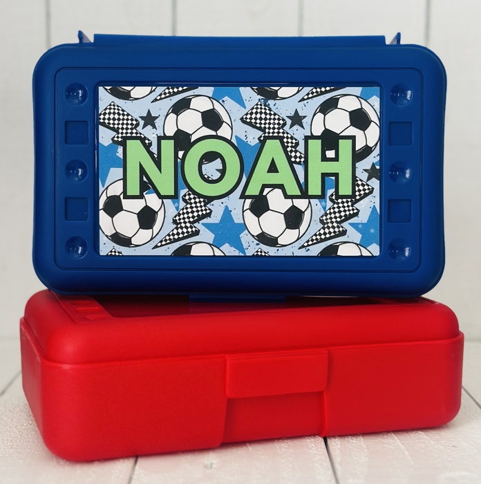 Personalized Soccer Pencil Box for Kids •  Custom Name School Supply Case • Back to School Storage Box
