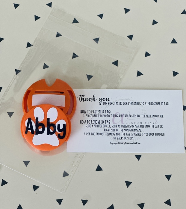 Personalized Paw Print Stethoscope ID Tag - DMV Vet Tech Gift 