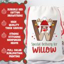 Large Personalized Rudolph Initial Special Delivery Santa Bag | Child’s Initial & Name | Large and Small Bags